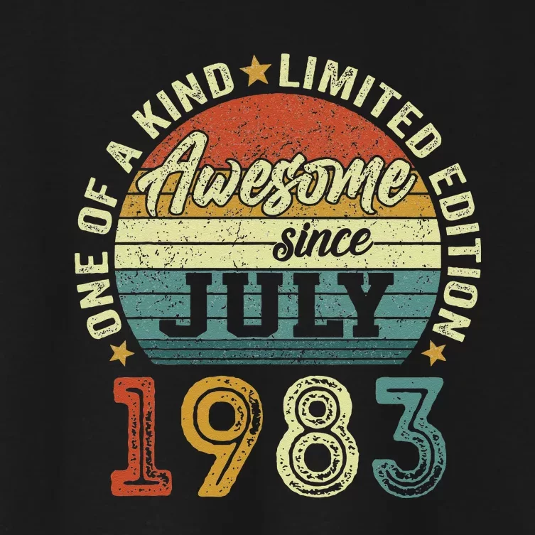 Awesome Since July 1983 40 Year Old 40th Birthday Gifts Women's Crop Top Tee