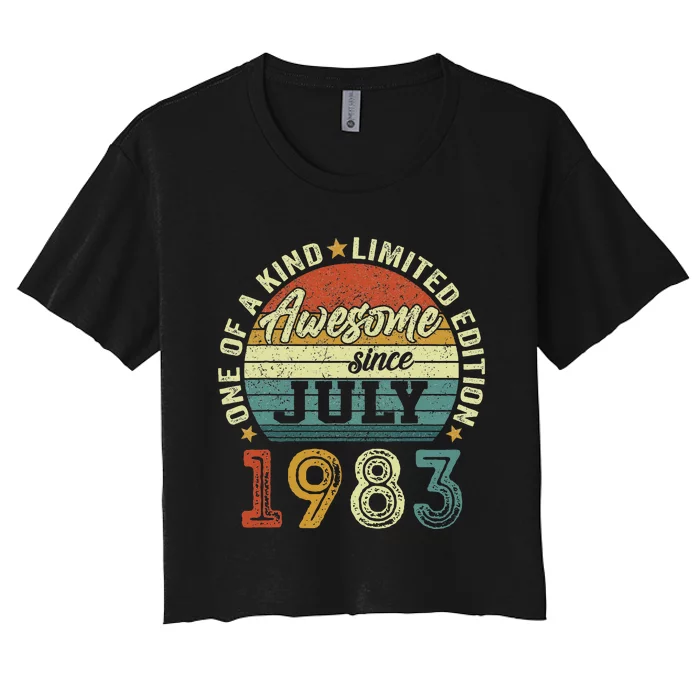 Awesome Since July 1983 40 Year Old 40th Birthday Gifts Women's Crop Top Tee