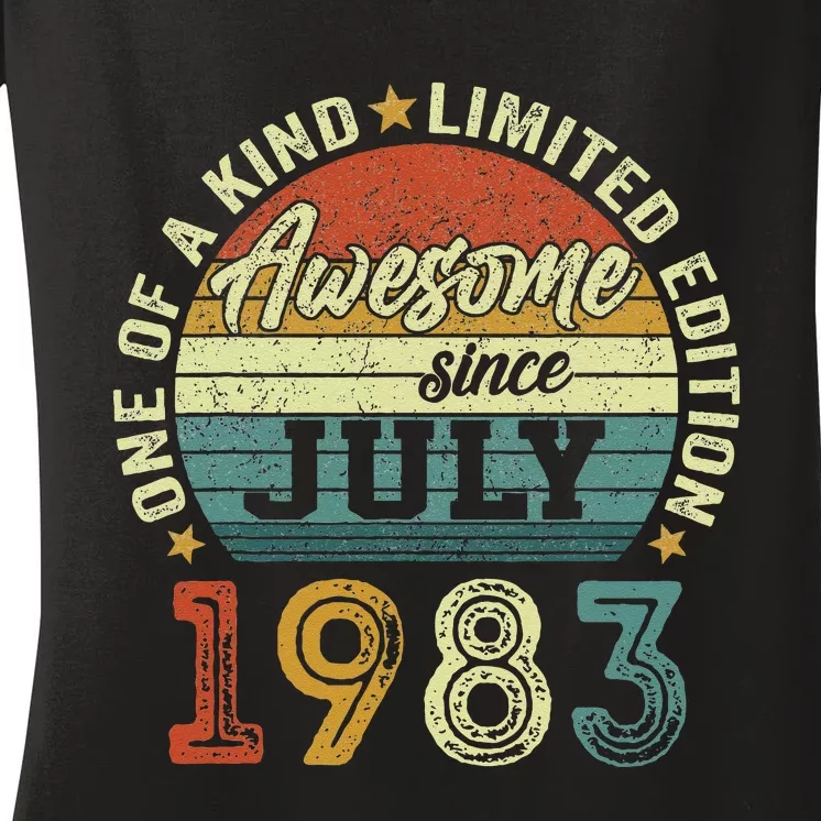 Awesome Since July 1983 40 Year Old 40th Birthday Gifts Women's V-Neck T-Shirt