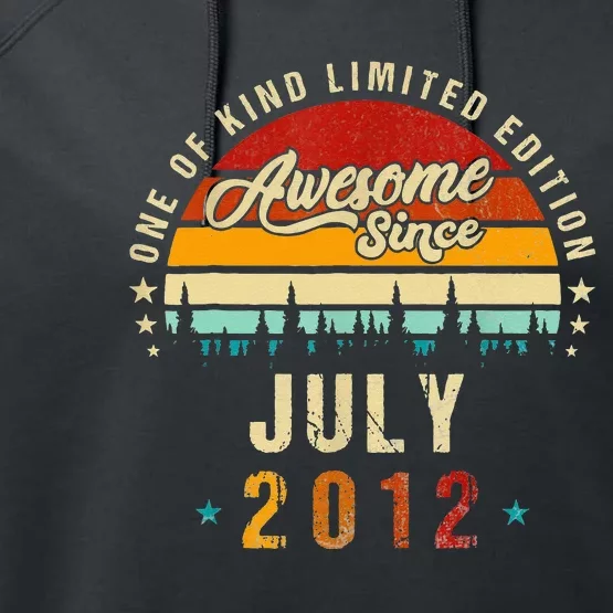 Awesome Since July 2012 11 Years Old 11th Birthday Gifts Performance Fleece Hoodie