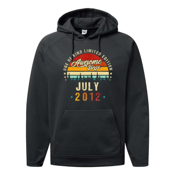 Awesome Since July 2012 11 Years Old 11th Birthday Gifts Performance Fleece Hoodie