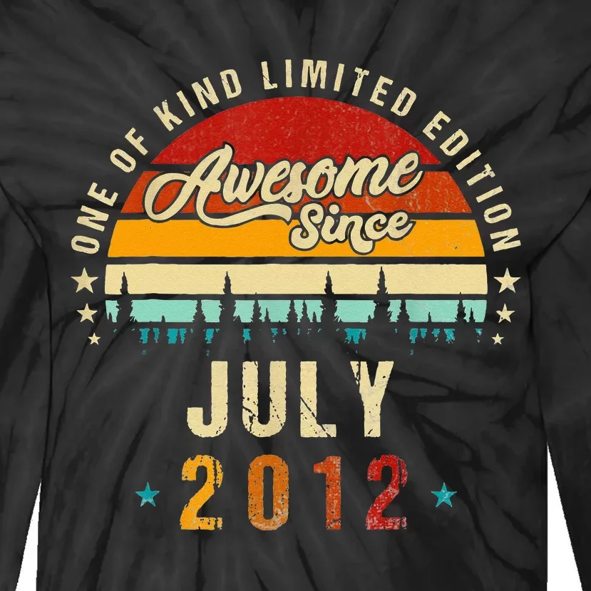 Awesome Since July 2012 11 Years Old 11th Birthday Gifts Tie-Dye Long Sleeve Shirt