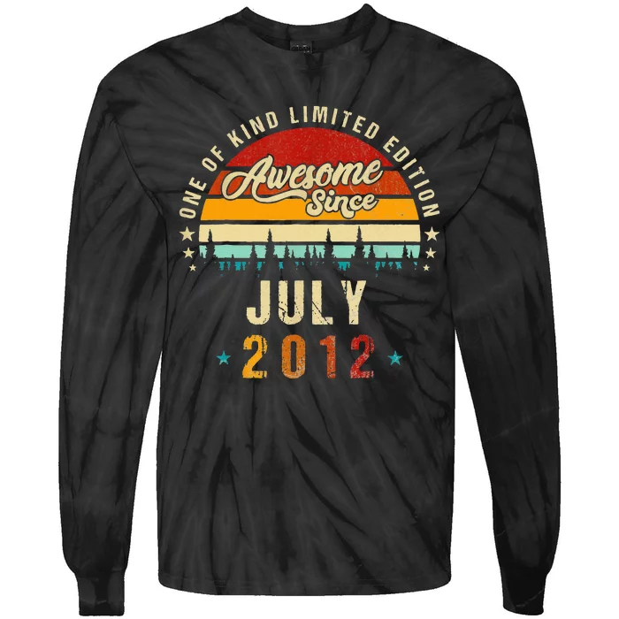 Awesome Since July 2012 11 Years Old 11th Birthday Gifts Tie-Dye Long Sleeve Shirt