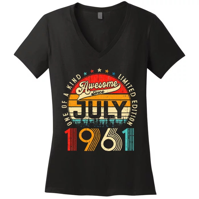 Awesome Since July 1961 Limited Edition 62nd Birthday Women's V-Neck T-Shirt