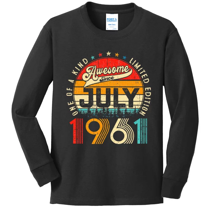 Awesome Since July 1961 Limited Edition 62nd Birthday Kids Long Sleeve Shirt