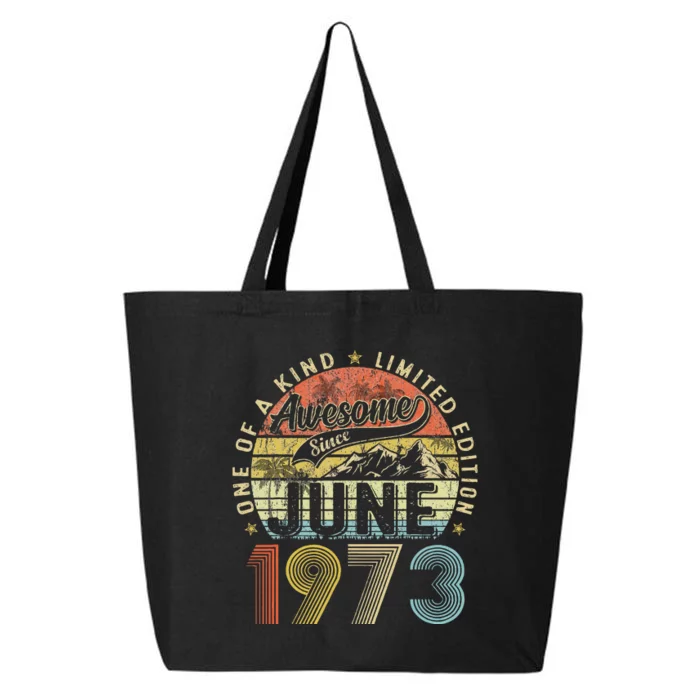 Awesome Since June 1973 Vintage 50th Birthday Gift For Women 25L Jumbo Tote