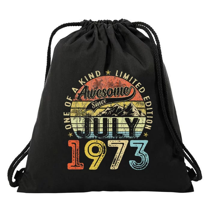 Awesome Since July 1973 Vintage Gifts 50th Birthday Drawstring Bag