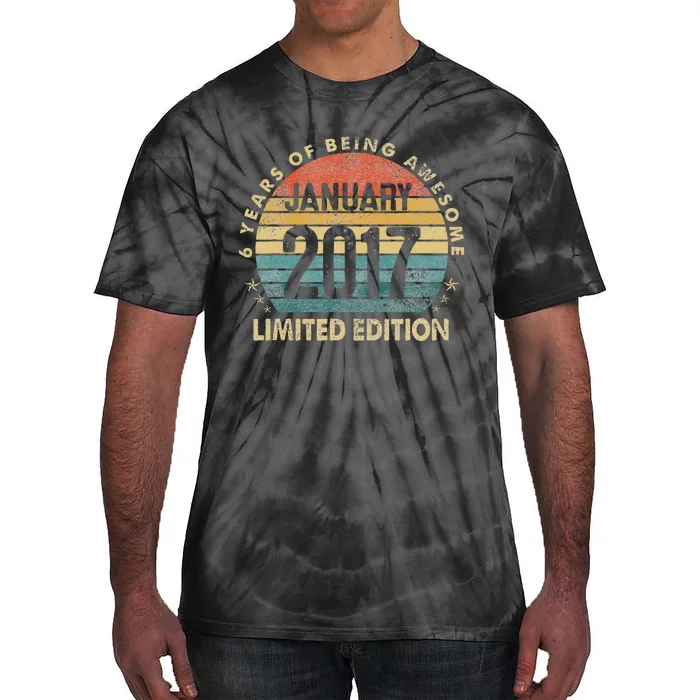 Awesome Since January 2017 6 Year Old 6th Birthday Gift Tie-Dye T-Shirt