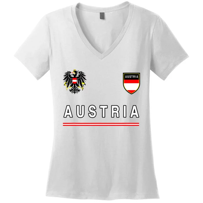 Austria Sportsoccer Jersey Flag Football Vienna Women's V-Neck T-Shirt