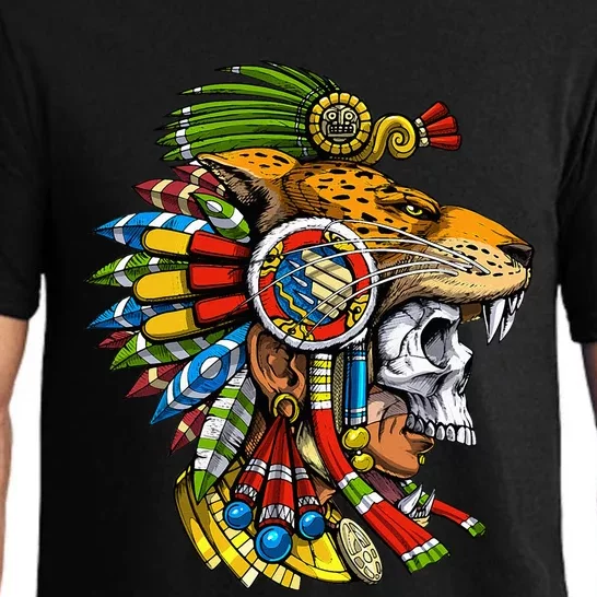 Aztec Skull Jaguar Warrior Mask Mayan Pajama Set