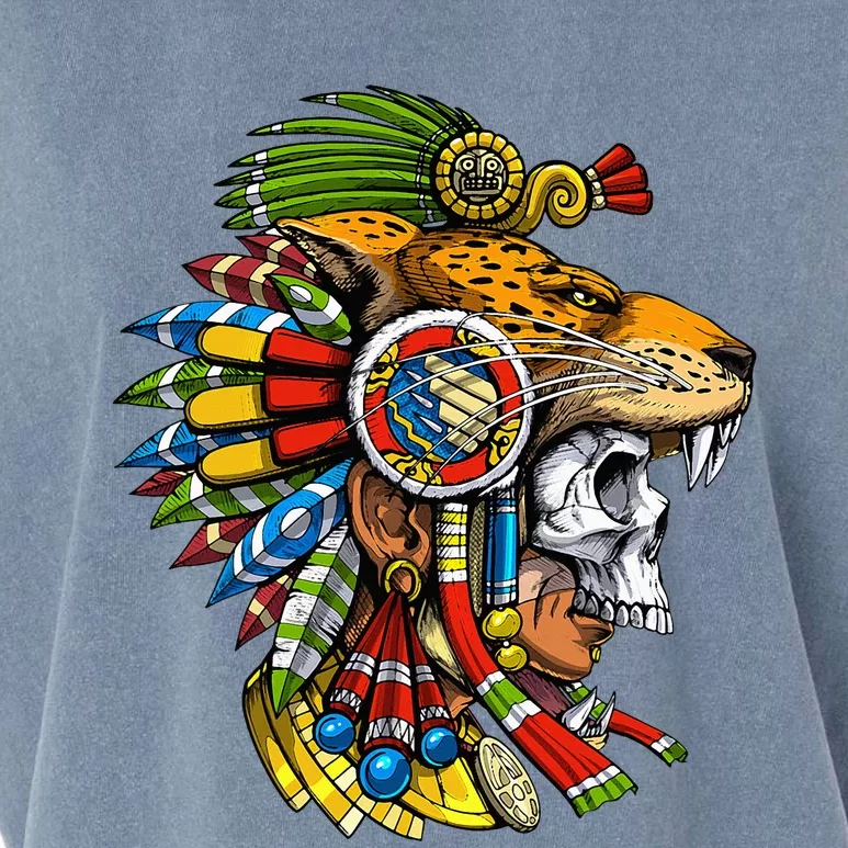 Aztec Skull Jaguar Warrior Mask Mayan Garment-Dyed Women's Muscle Tee