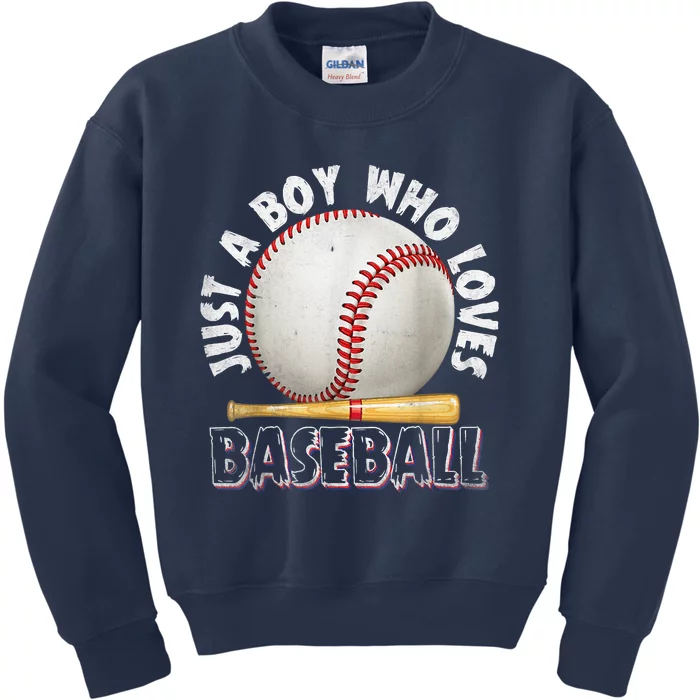 American Sport Just A Who Loves Baseball Gifts Kids Sweatshirt