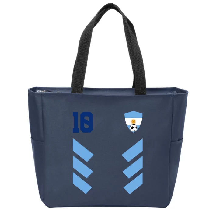 Argentina Soccer Jersey Retro 10 Argentinian Football Zip Tote Bag