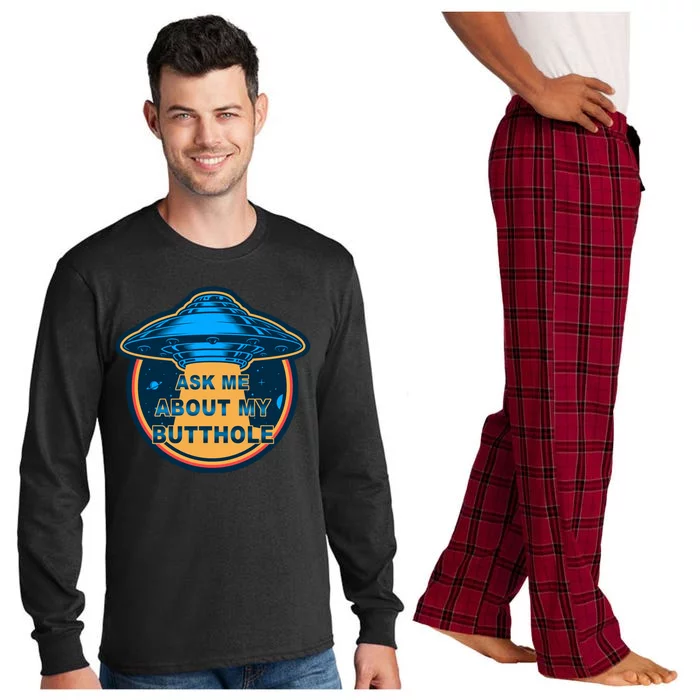 Ask Me About My Butthole Funny Alien Long Sleeve Pajama Set