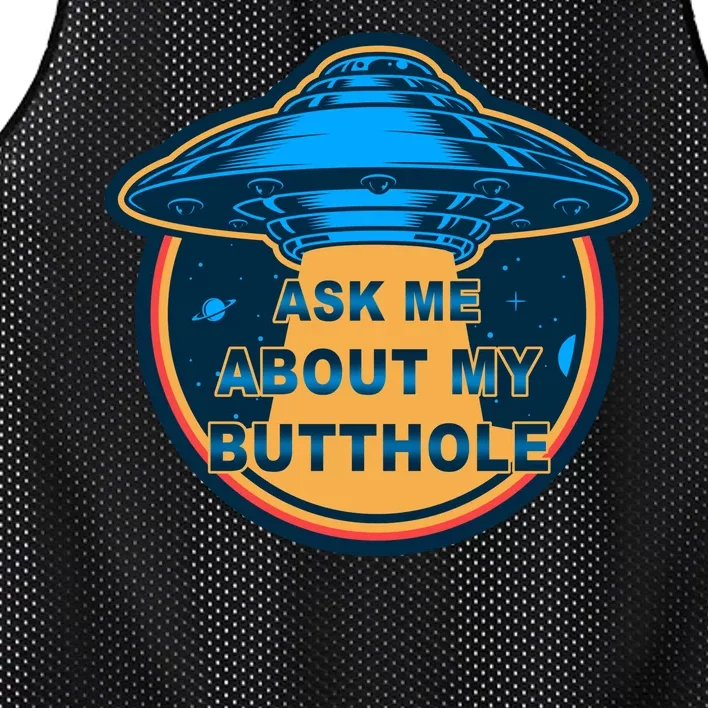 Ask Me About My Butthole Funny Alien Mesh Reversible Basketball Jersey Tank