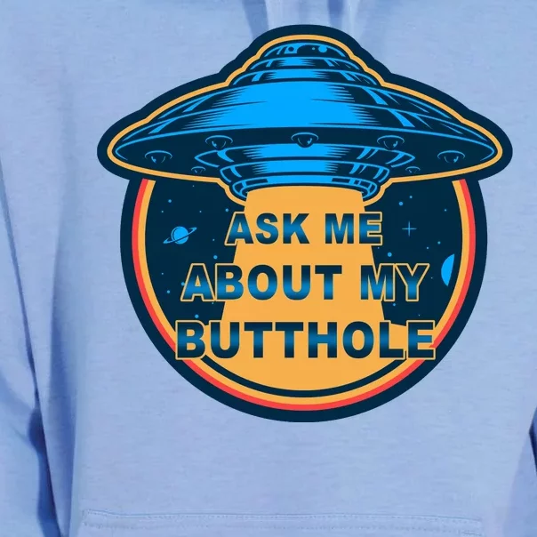 Ask Me About My Butthole Funny Alien Unisex Surf Hoodie