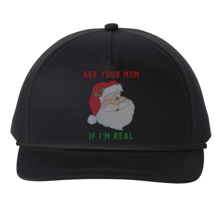 Ask Your Mom If I'm Real Funny Santa X-Mas Snapback Five-Panel Rope Hat