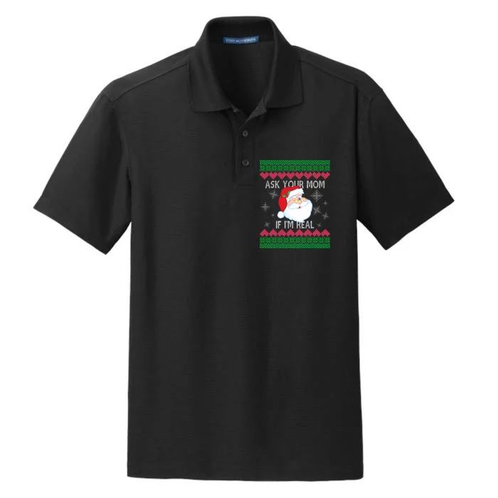 Ask your Mom if I'm Real Santa Claus Ugly X-Mas Dry Zone Grid Performance Polo