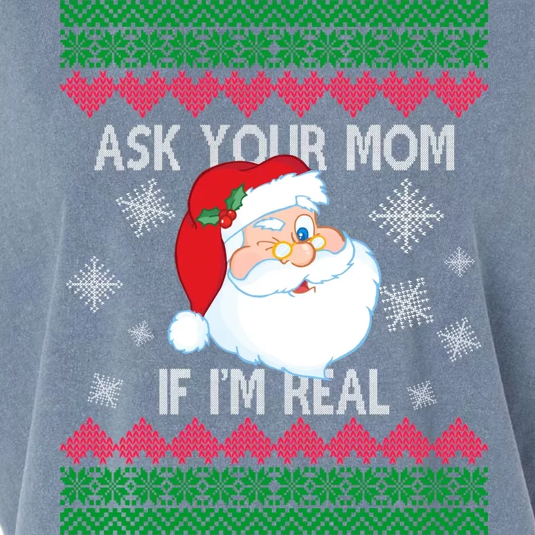 Ask your Mom if I'm Real Santa Claus Ugly X-Mas Garment-Dyed Women's Muscle Tee