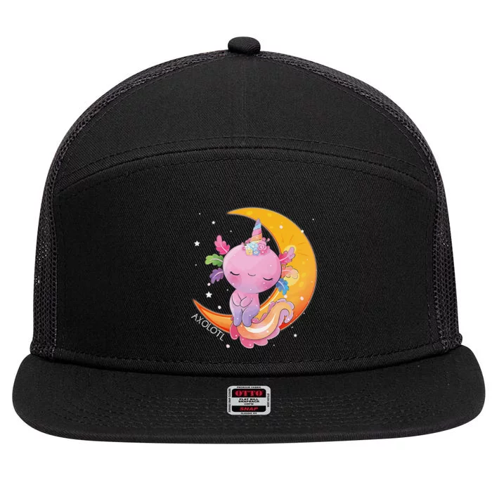 Axolotl Space Kawaii Japanese Anime Gift Girls Teens 7 Panel Mesh Trucker Snapback Hat