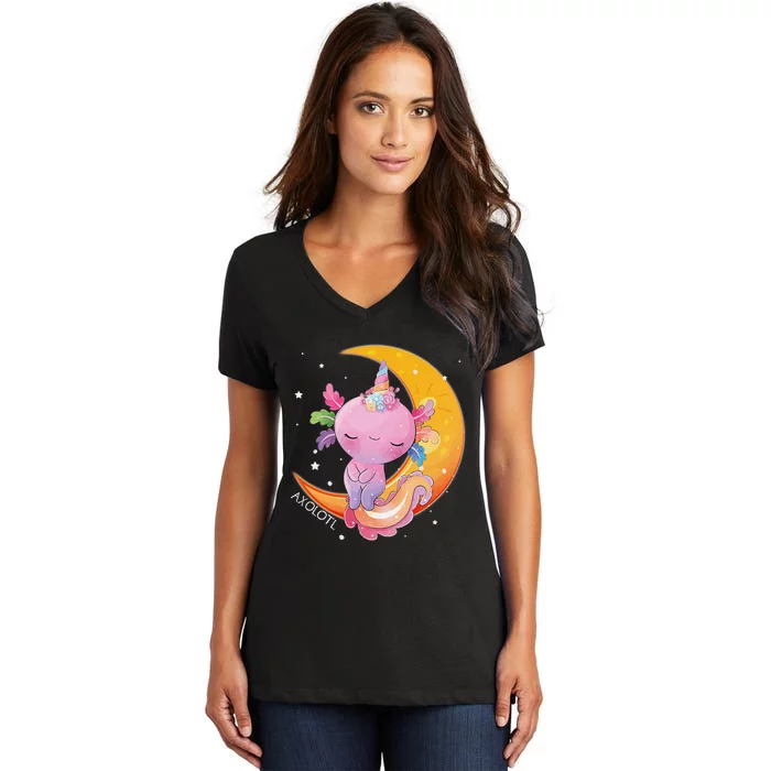 Axolotl Space Kawaii Japanese Anime Gift Girls Teens Women's V-Neck T-Shirt