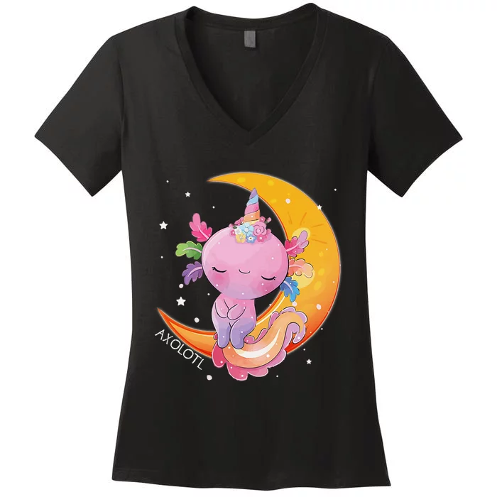 Axolotl Space Kawaii Japanese Anime Gift Girls Teens Women's V-Neck T-Shirt