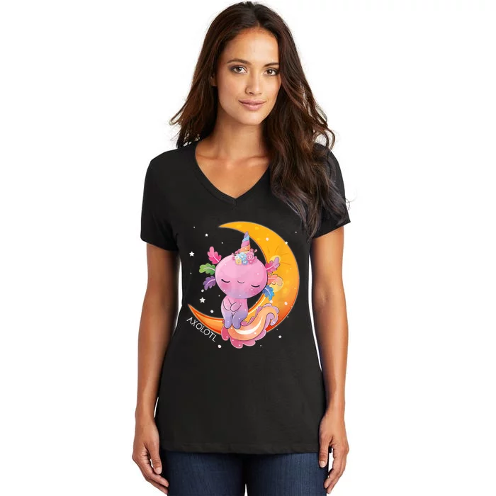 Axolotl Space Kawaii Japanese Anime Gift Girls Teens Women's V-Neck T-Shirt