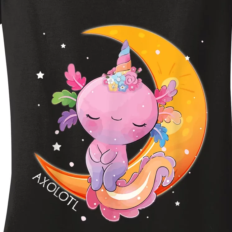 Axolotl Space Kawaii Japanese Anime Gift Girls Teens Women's V-Neck T-Shirt