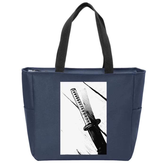 Anime Samurai Katana Manga Aesthetic Japanese Otaku Zip Tote Bag