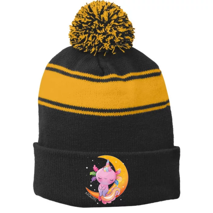 Axolotl Space Kawaii Japanese Anime Gift Girls Women Stripe Pom Pom Beanie