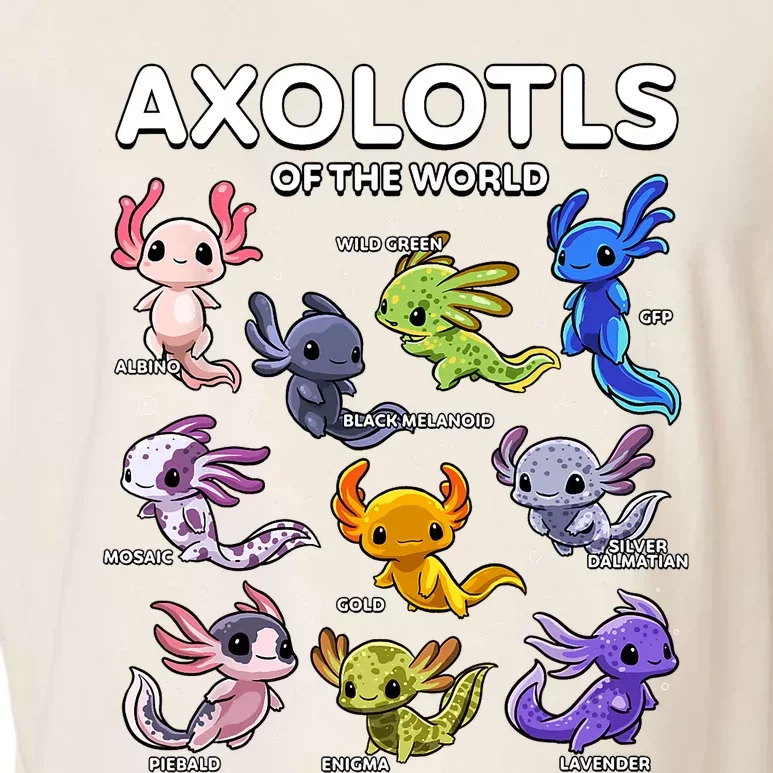 Axolotl Shirts Kawaii Axolotls Of The World Axolotl Animals Design Garment-Dyed Women's Muscle Tee