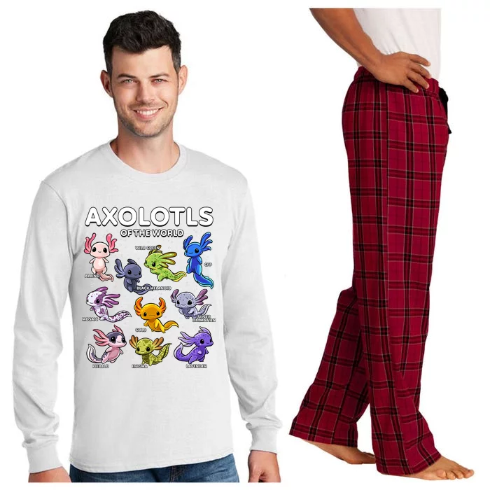 Axolotl Shirts Kawaii Axolotls Of The World Axolotl Animals Design Long Sleeve Pajama Set