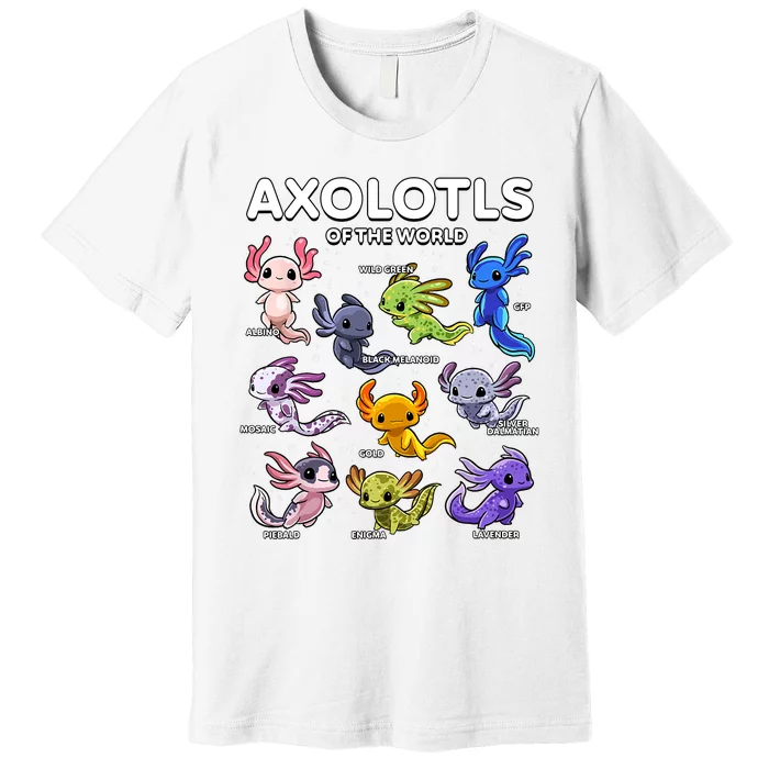 Axolotl Shirts Kawaii Axolotls Of The World Axolotl Animals Design Premium T-Shirt