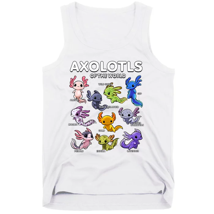 Axolotl Shirts Kawaii Axolotls Of The World Axolotl Animals Design Tank Top