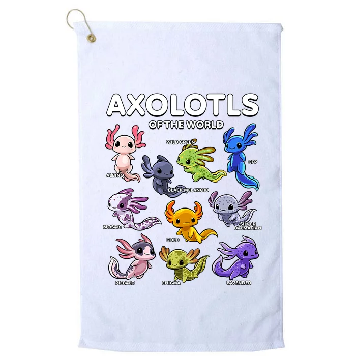 Axolotl Shirts Kawaii Axolotls Of The World Axolotl Animals Design Platinum Collection Golf Towel