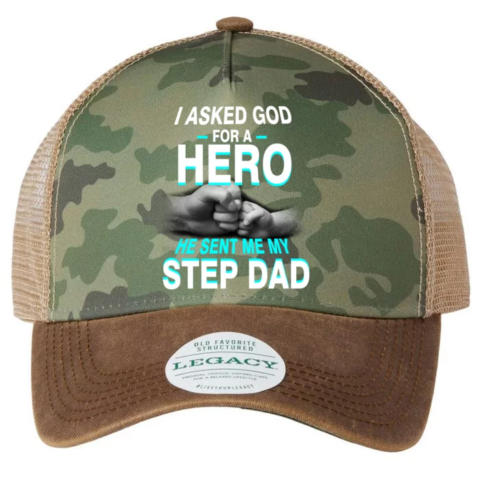 Asked God For A Hero He Sent Me My Step Dad Legacy Tie Dye Trucker Hat