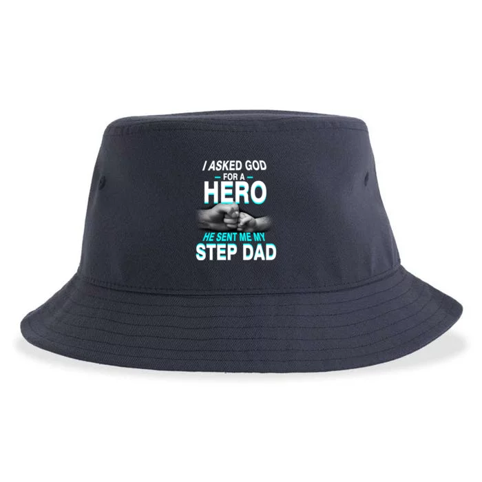 Asked God For A Hero He Sent Me My Step Dad Sustainable Bucket Hat