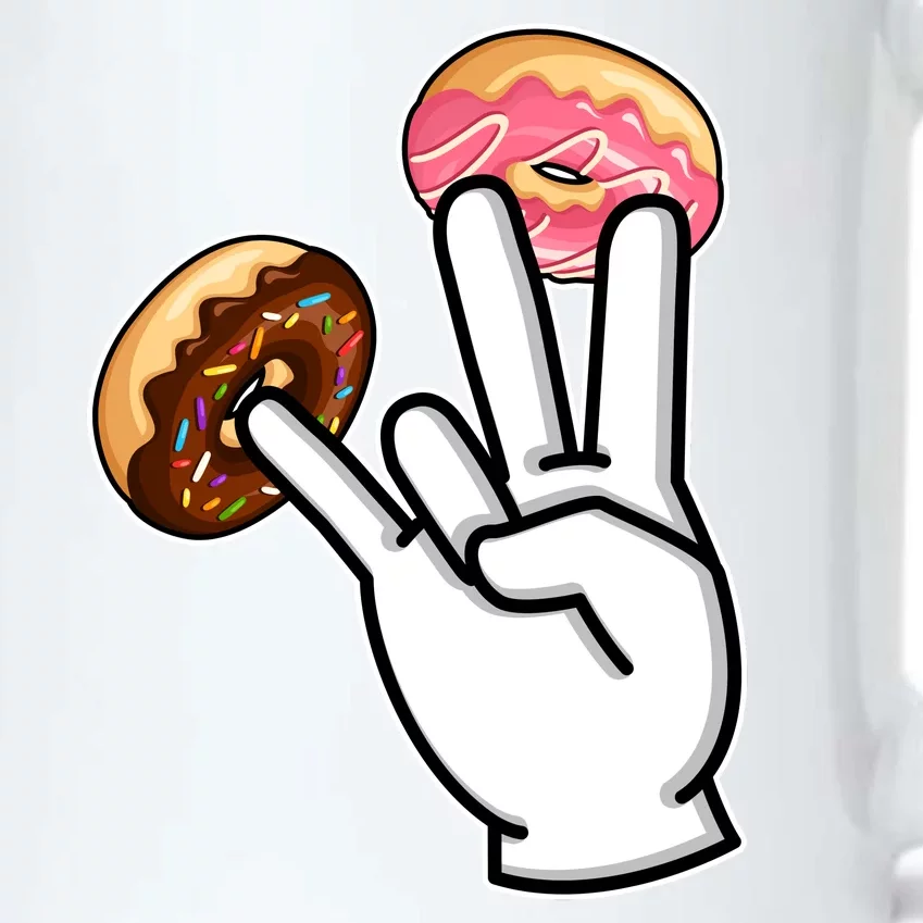 ASL Hand Sign Langauge Number 7 With Donuts Black Color Changing Mug