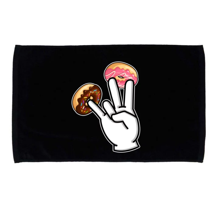 ASL Hand Sign Langauge Number 7 With Donuts Microfiber Hand Towel