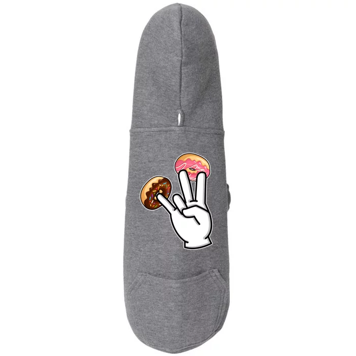 ASL Hand Sign Langauge Number 7 With Donuts Doggie 3-End Fleece Hoodie