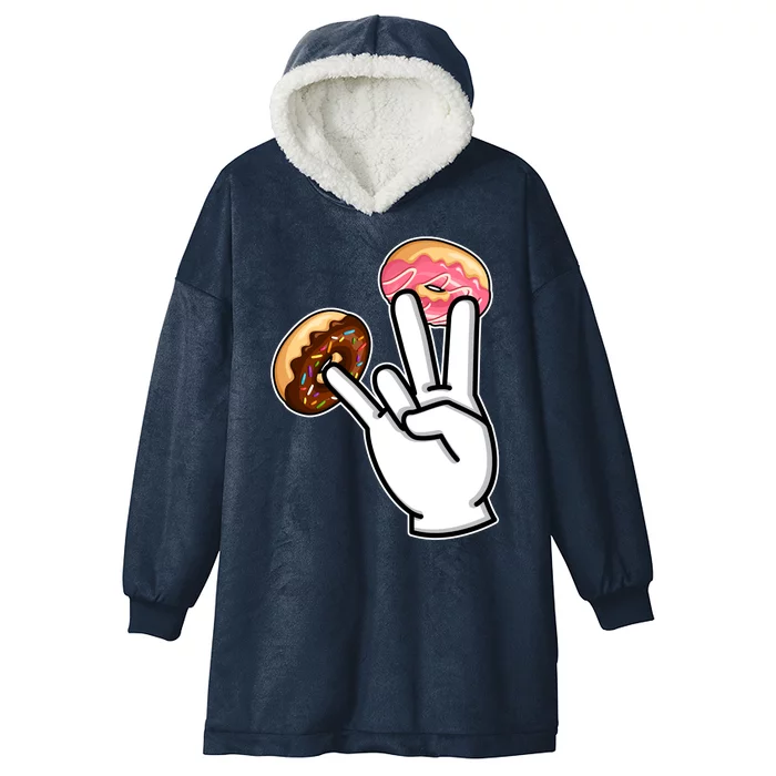 ASL Hand Sign Langauge Number 7 With Donuts Hooded Wearable Blanket