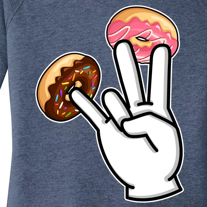 ASL Hand Sign Langauge Number 7 With Donuts Women's Perfect Tri Tunic Long Sleeve Shirt