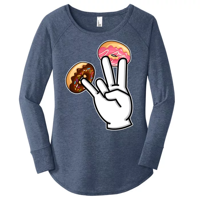 ASL Hand Sign Langauge Number 7 With Donuts Women's Perfect Tri Tunic Long Sleeve Shirt