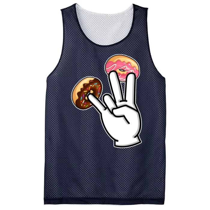 ASL Hand Sign Langauge Number 7 With Donuts Mesh Reversible Basketball Jersey Tank