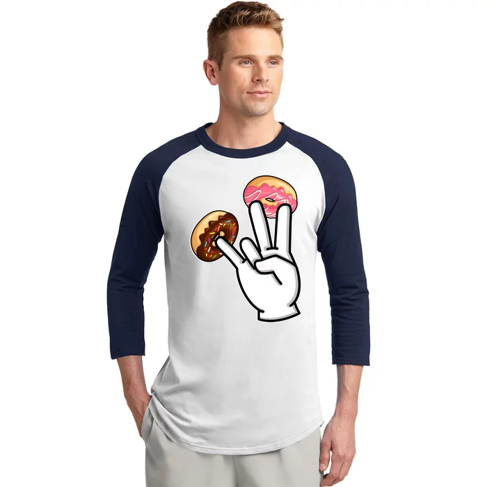 ASL Hand Sign Langauge Number 7 With Donuts Baseball Sleeve Shirt