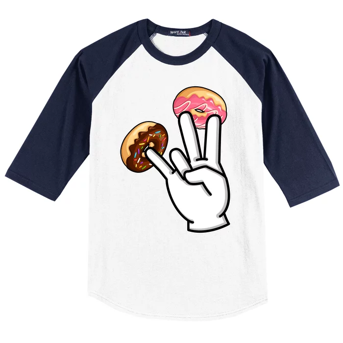 ASL Hand Sign Langauge Number 7 With Donuts Baseball Sleeve Shirt