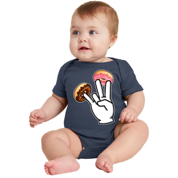 ASL Hand Sign Langauge Number 7 With Donuts Baby Bodysuit