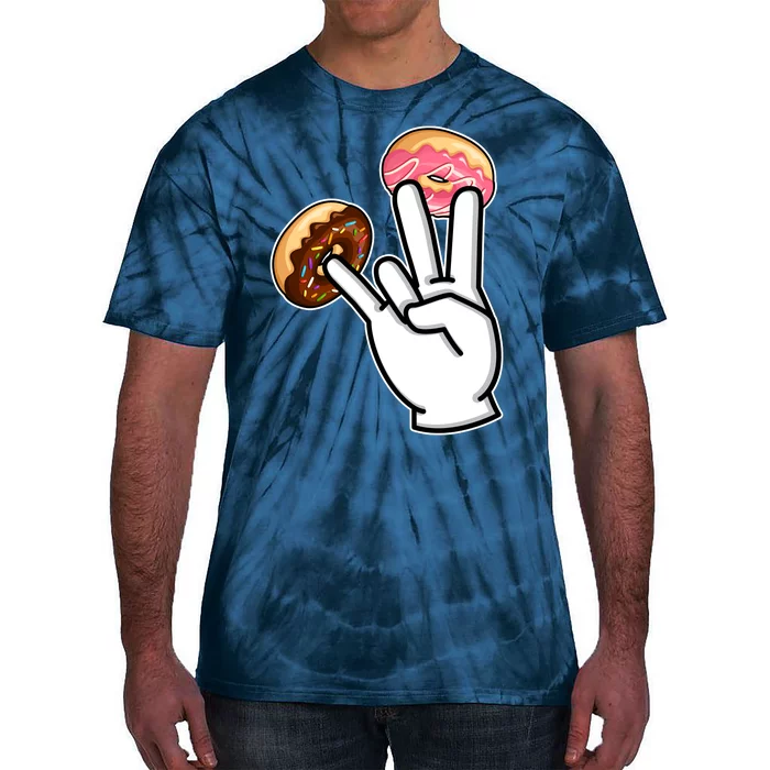 ASL Hand Sign Langauge Number 7 With Donuts Tie-Dye T-Shirt