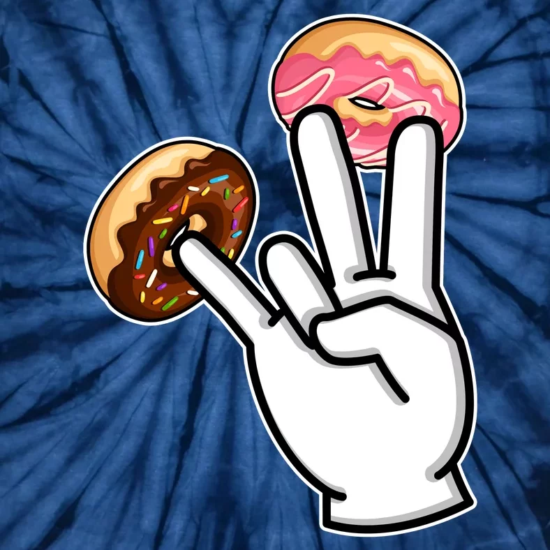 ASL Hand Sign Langauge Number 7 With Donuts Tie-Dye T-Shirt