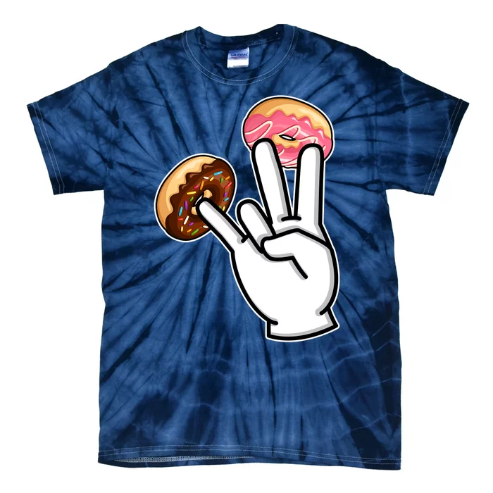 ASL Hand Sign Langauge Number 7 With Donuts Tie-Dye T-Shirt